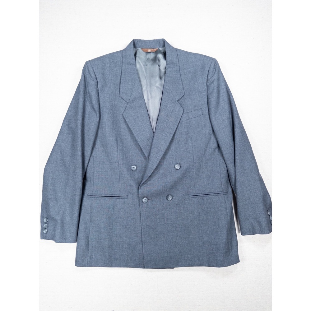 Cricketeer Tailored Woman Pure Wool Double Breasted Blazer Blue Vintage USA 10
